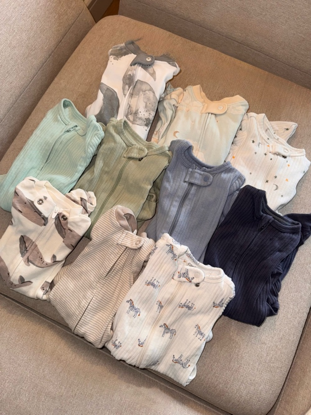Neutral & Pastel Ribbed Baby Sleepers - Pack of Mix